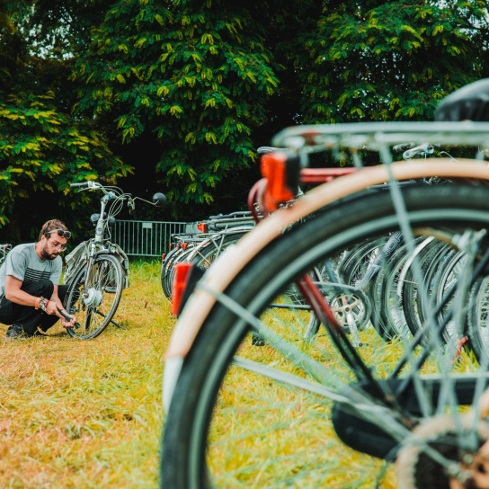 By bicycle